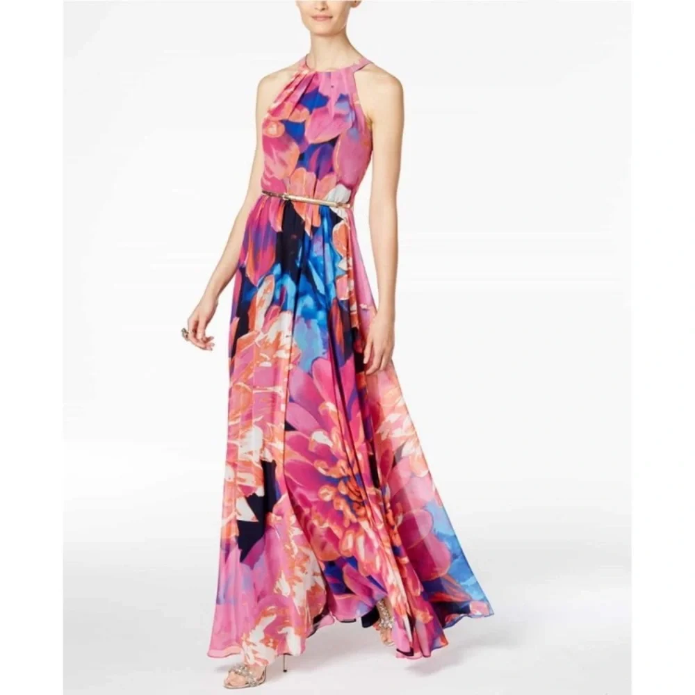 INC International Concepts Pink and Blue Floral Maxi Dress like new - Picture 1 of 7